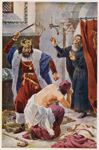 D. Pedro I de Portugal castigando o bispo do Porto (litografia a cores)