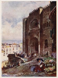 Cidade velha de Coimbra, Portugal (litografia a cores)