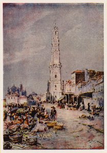 Torre dos Clerigos, Porto, Portugal (colour litho)