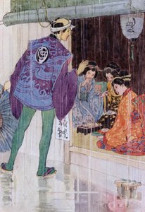 Ilustração para A História de O Mikado (cor litho) de Alice Bolingbroke (after) Woodward