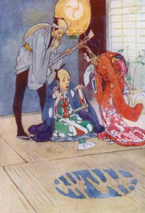 Ilustração para A História de O Mikado (cor litho) de Alice Bolingbroke (after) Woodward