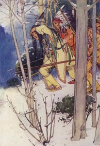 Os índios rastejaram silenciosamente (cor litho)