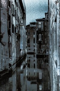 Manhã tranquila, Veneza, 2019 (fotografia repintada à mão)