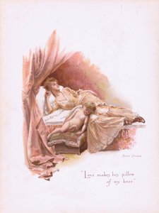 O amor faz seu travesseiro do meu joelho, de Some Old Love Songs publicado por Hildesheimer & Faulkner, 1892 de Alice Havers