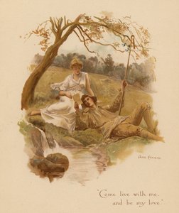 Antigas canções de amor: "Vem viver comigo, e sê o meu amor" (litografia a cores) de Alice Havers
