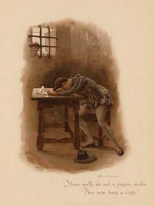 Velhas canções de amor: "Paredes de pedra não fazem uma prisão, / Nem barras de ferro uma gaiola." (litografia a cores) de Alice Havers