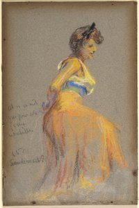 Modelo em amarelo de Alice Pike Barney
