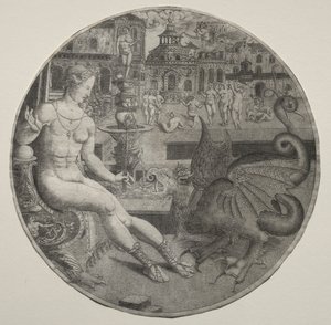 Mulher Nua e um Dragão