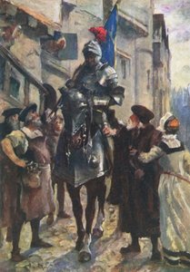 Um mensageiro de Flodden trazendo as más notícias para Edimburgo (lito colorido) de Allan (after) Stewart
