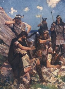 Vestido como um Bardo Velho, o Rei Alfred veio ao Campo dos Dinamarqueses Ferozes (cor litho)