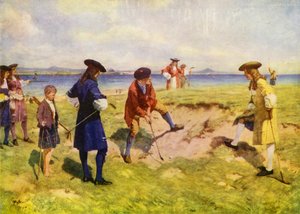 O primeiro quarteto internacional, golfistas no século XVII (lito a cores)