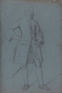 Homem de pé com um bastão na mão esquerda, a todo o comprimento de Allan Ramsay