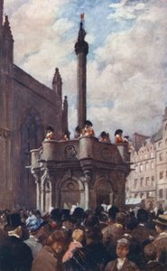 Uma Proclamação Real da Cruz de Mercat (cor litho) de Allan Stewart