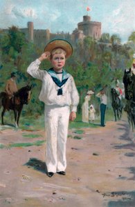 Eduardo, Príncipe de Gales, saudando as cores, 1902