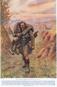 Como o soldado Ross Tollerton ganhou a CV, ilustração de "Deeds That Thrill The Empire", publicado por Hutchinson & Co., c.1920 (cor litho) de Allan Stewart