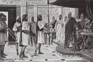 Midas da Frígia a organizar uma aliança com Urartu (litografia) de Allan Stewart