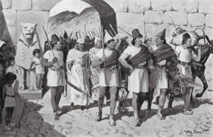 Regresso de Shubbiluliuma da sua campanha na Síria (litografia) de Allan Stewart