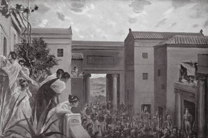 Ataque noturno de Tebas a Plataea 441 a.C. (litografia) de Allan Stewart