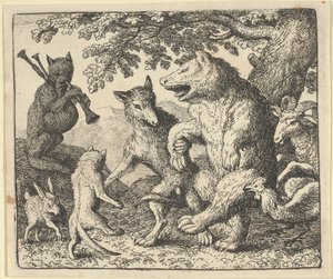 Uma festa em honra do urso e do lobo, 1650-75. de Allart van Everdingen