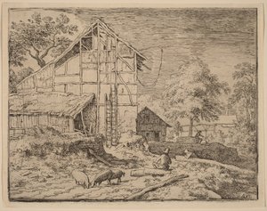 Casa de campo com duas escadas de Allart van Everdingen