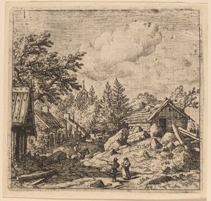 Hamlet em terreno montanhoso de Allart van Everdingen