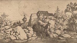 Cavaleiro em uma ponte de pedra, provavelmente c. 16451656. de Allart van Everdingen