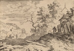 Cabana com os restos de uma cerca viva, provavelmente c. 16451656. de Allart van Everdingen