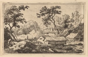 Moinho abaixo de uma cachoeira, provavelmente c. 16451656. de Allart van Everdingen