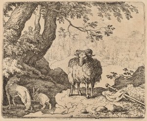 Reynard Retorna para Casa, Acompanhado pelo Carneiro e o Coelho, provavelmente c. 16451656. de Allart van Everdingen
