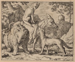 Reynard sentado em cima da bunda de Allart van Everdingen