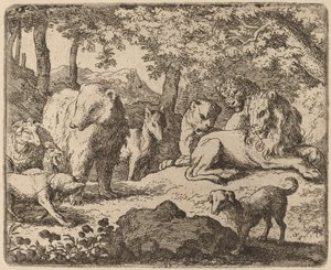Reynard é liberado para contar sua história, provavelmente c. 16451656. de Allart van Everdingen