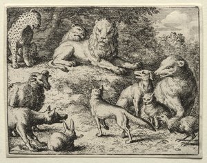 Reynard the Fox: Reynard aparece na corte de Allart van Everdingen