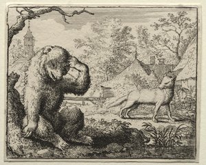 Reynard the Fox: Reynard repreende o urso ferido de Allart van Everdingen