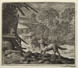 Reynard the Fox: Reynard engana o gato de Allart van Everdingen