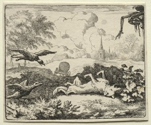 Reynard the Fox: Reynard finge a morte. de Allart van Everdingen