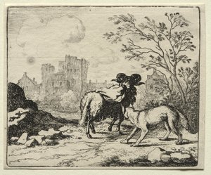 Reynard the Fox: Reynard envia um pacote para o leão de Allart van Everdingen