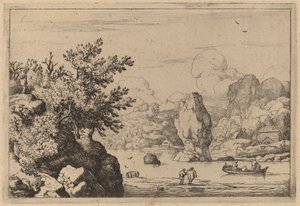 Rocha no meio de um rio, provavelmente c. 16451656. de Allart van Everdingen