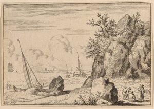 Seascape com três figuras à direita de Allart van Everdingen