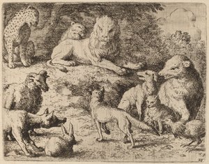 Os animais apresentam suas acusações contra Reynard, provavelmente c. 16451656. de Allart van Everdingen