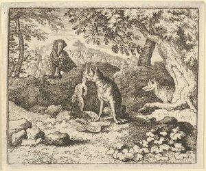 O texugo se apressa para avisar Renard da intenção do leão, 1650-75. de Allart van Everdingen