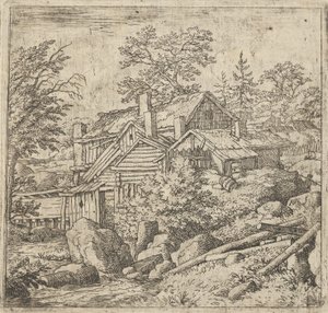 O Hamlet na encosta da montanha, século XVII. de Allart van Everdingen