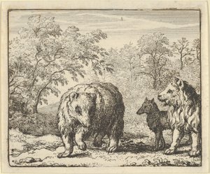 O Leão Liberta o Urso e o Lobo, 1650-75. de Allart van Everdingen