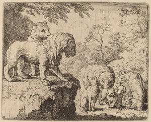 O Leão Perdoa Reynard antes dos Outros Animais, provavelmente c. 16451656. de Allart van Everdingen