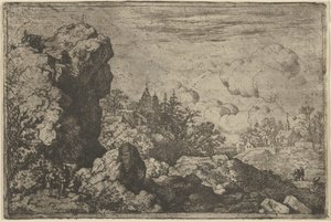Os Três Viajantes ao Pé de High Rock, século XVII. de Allart van Everdingen