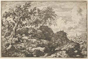 Os dois camponeses sentados na colina, século XVII. de Allart van Everdingen