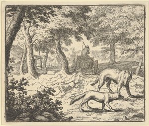 O lobo acusa Renard de comer o peixe que ele roubou, 1650-75. de Allart van Everdingen