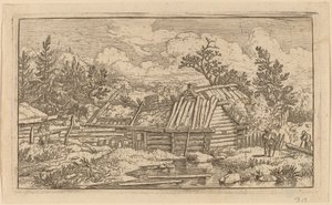 Duas vigas flutuando na água, provavelmente c. 16451656. de Allart van Everdingen