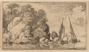 Dois barcos em um rio largo, provavelmente c. 16451656. de Allart van Everdingen