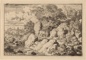 Dois Cavaleiros em um Caminho Rochoso, provavelmente c. 16451656. de Allart van Everdingen