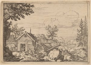 Dois homens na porta de uma cabana, provavelmente c. 16451656. de Allart van Everdingen
